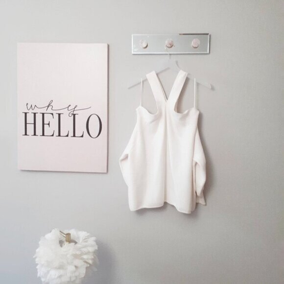 EUC Zara off-white ecru crossover strap exposed shoulder sweater S - Picture 8 of 11